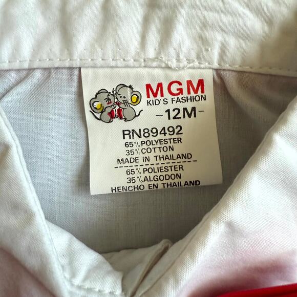 Vintage 90s MGM Kid's Fashion 4-Piece Tuxedo Suit Set Boys 12M Black White Bow - Picture 7 of 8